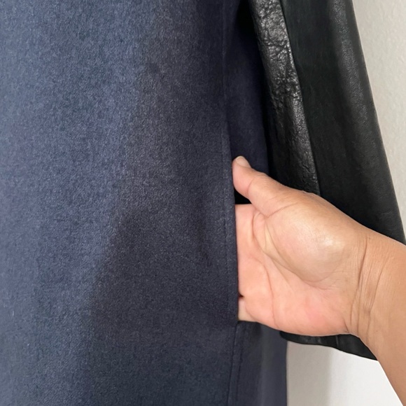 Pierre Balmain Womens Leather Panel Wool Blend Coat Size 30 Luxury Winter‎ - Picture 7 of 12